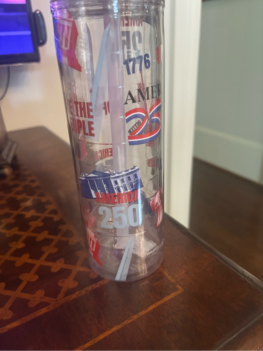 Patriotic America 250 Clear Travel Tumbler - Red, White & Blue Never Used!